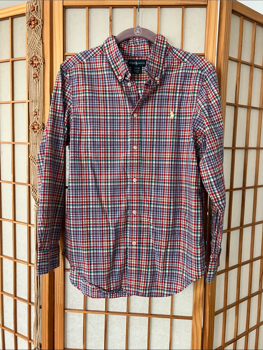 Kids L 14/16 or Adult XS Polo by Ralph Lauren Plaid Button-Down